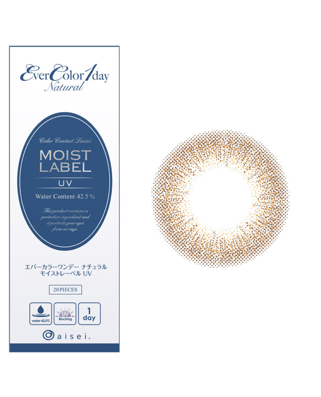 Ever Color 【エバーカラーワンデーナチュラルモイストレーベル】シフォンブラウン 20枚入り 乱視なし