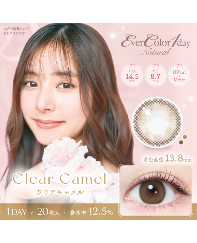 Ever Color 【エバーカラーワンデーナチュラル】クリアキャメル 20枚入り 乱視なし