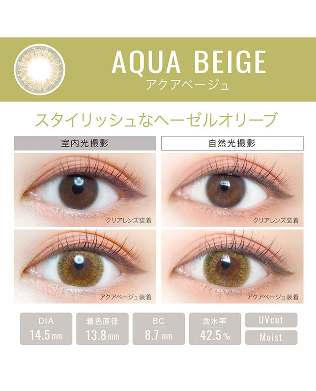 Ever Color 【エバーカラーワンデールクアージュ】アクアベージュ 10枚入り 乱視なし