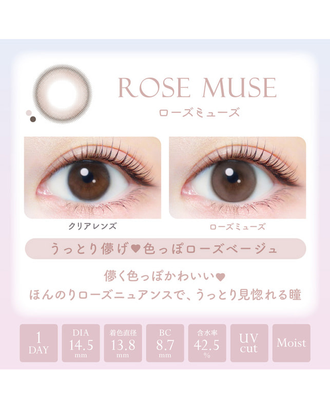 Ever Color 【エバーカラーワンデーナチュラルモイストレーベル】ローズミューズ 20枚入り 乱視なし